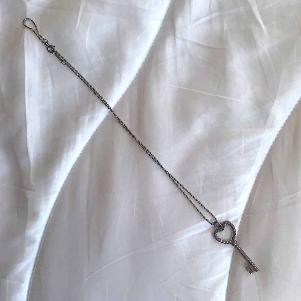 Tiffany & Co genuine silver heart key necklace